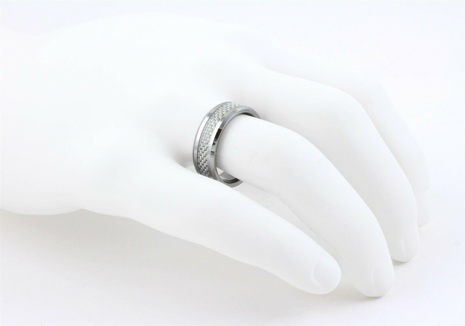 Size 8-15 Tungsten White Carbon Fiber Rings 6mm - Jewelry Store by Erik Rayo
