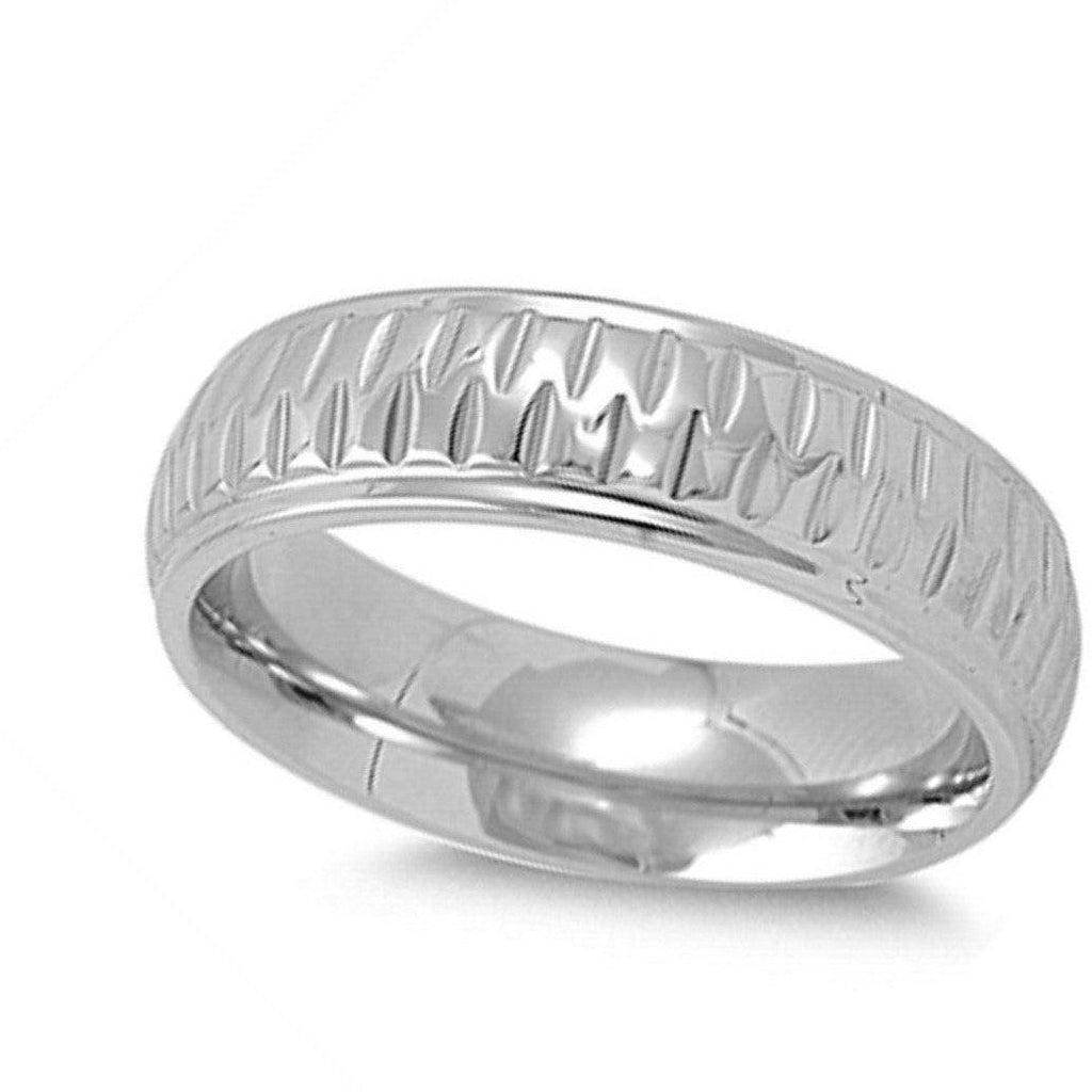 Sizes 7-15 316L Stainless Steel Diamond Cut Band Ring - Jewelry Store by Erik Rayo