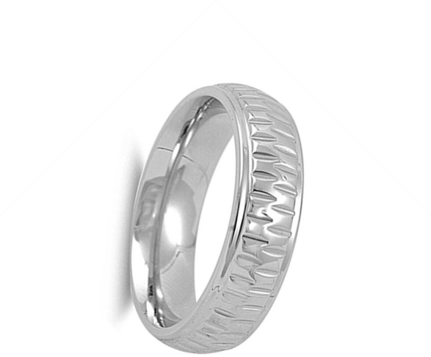 Sizes 7-15 316L Stainless Steel Diamond Cut Band Ring - Jewelry Store by Erik Rayo