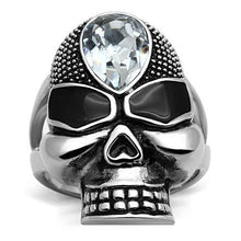 Load image into Gallery viewer, Skull Silver Black Ring Anillo Para Mujer 316L Stainless Steel Ring Diamond in Forehead Paterno - Jewelry Store by Erik Rayo
