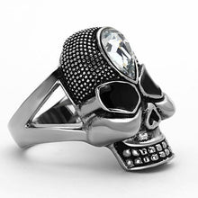 Load image into Gallery viewer, Skull Silver Black Ring Anillo Para Mujer 316L Stainless Steel Ring Diamond in Forehead Paterno - Jewelry Store by Erik Rayo
