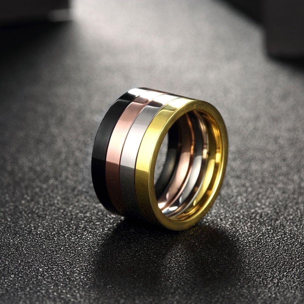 Stainless Steel Band Ring Black Rose Gold and Silver - Jewelry Store by Erik Rayo