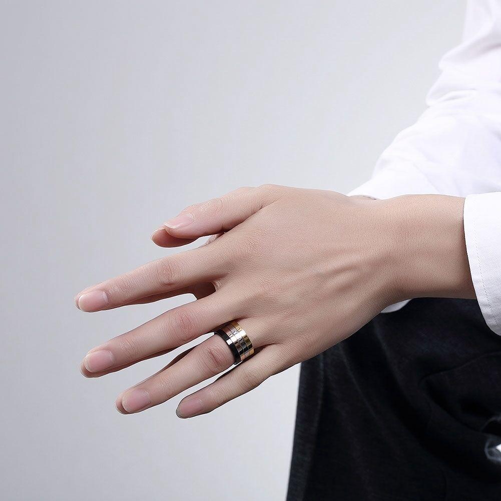 Stainless Steel Band Ring Black Rose Gold and Silver - Jewelry Store by Erik Rayo