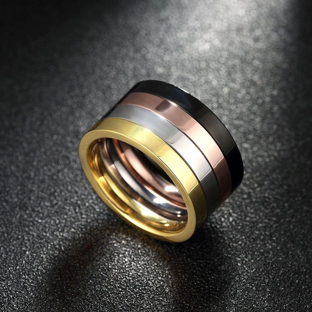 Stainless Steel Band Ring Black Rose Gold and Silver - Jewelry Store by Erik Rayo