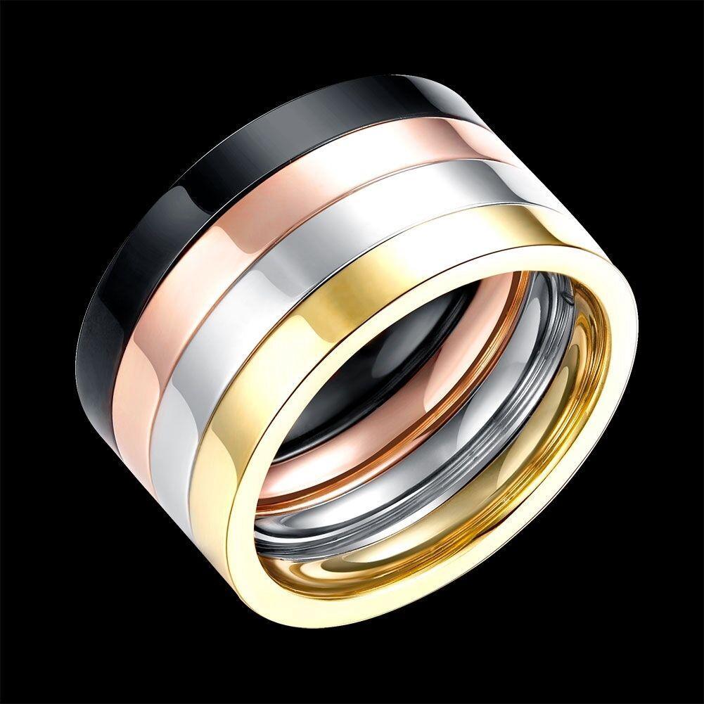 Stainless Steel Band Ring Black Rose Gold and Silver - Jewelry Store by Erik Rayo