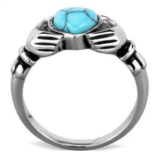 Load image into Gallery viewer, Stainless Steel Claddagh Blue Turquoise Heart Ring Anillo Para Mujer - Jewelry Store by Erik Rayo
