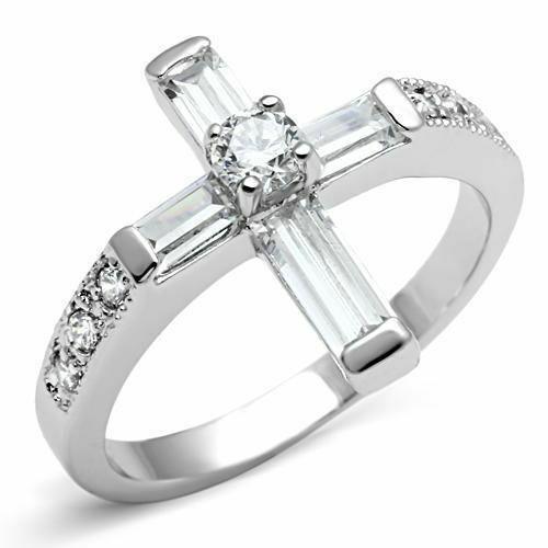 Stainless Steel Cross Zircon Faith Rings Anillo Para Mujer - Jewelry Store by Erik Rayo