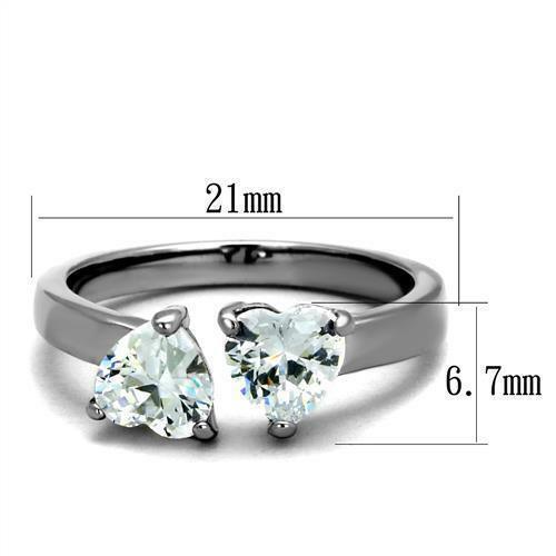 Stainless Steel Two Heart Love Ring Anillo Para Mujer - Jewelry Store by Erik Rayo