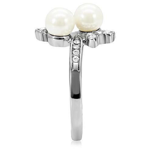 Stainless Steel Dual White Pearl & Cocktail Women's Ring Anillo Para Mujer - Jewelry Store by Erik Rayo