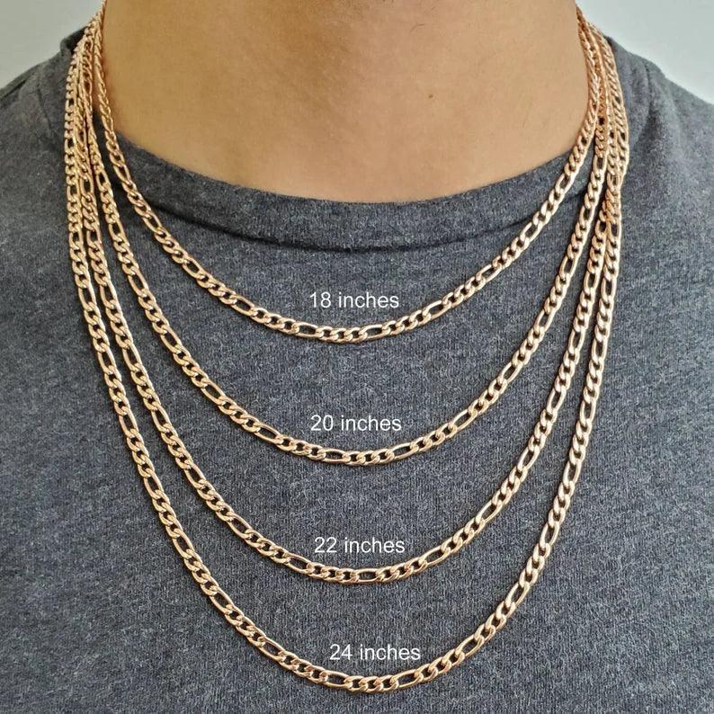 Stainless Steel Figaro Necklaces Gold Men Women Kids Chains Italian - Jewelry Store by Erik Rayo