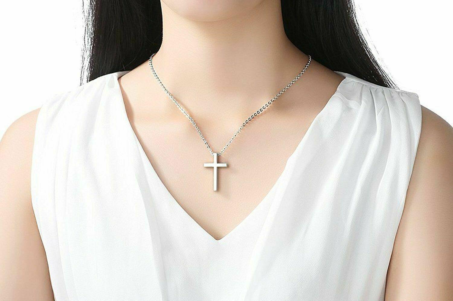 Stainless Steel Jesus Cross Pendant Necklace 18 inch Chain - Jewelry Store by Erik Rayo