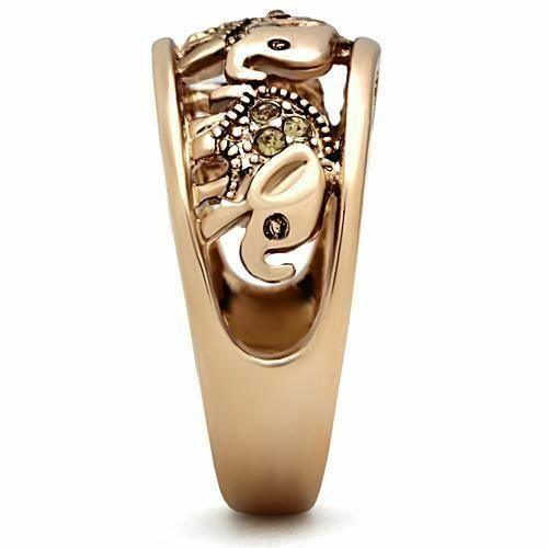 Stainless Steel Lucky Elephant Caravan Citrine Pink Rose Gold Ring - Jewelry Store by Erik Rayo