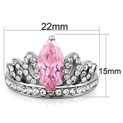 Stainless Steel Marquise Pink SapphireCrown Ring Anillo Para Mujer - Jewelry Store by Erik Rayo