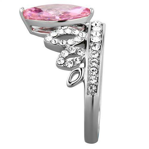 Stainless Steel Marquise Pink SapphireCrown Ring Anillo Para Mujer - Jewelry Store by Erik Rayo