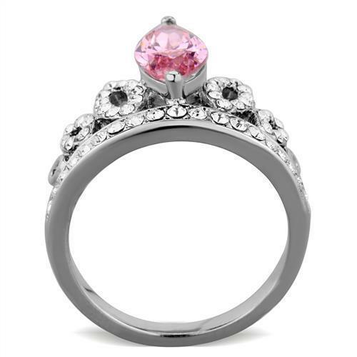 Stainless Steel Marquise Pink SapphireCrown Ring Anillo Para Mujer - Jewelry Store by Erik Rayo