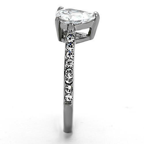Stainless Steel Pear Teardrop Wedding Promise Ring Anillo Para Mujer - Jewelry Store by Erik Rayo