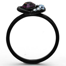 Load image into Gallery viewer, Stainless Steel Round Amethyst CZ Crystal Purple Heart Black Women&#39;s Ring 5-11 Anillo Para Mujer - Jewelry Store by Erik Rayo
