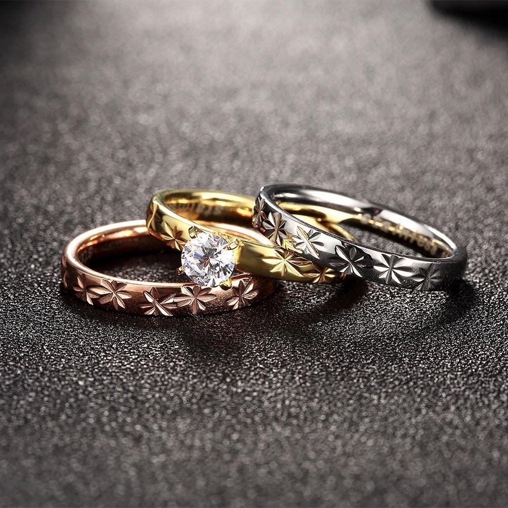 Stainless Steel Tri-Color Bands with Zirconia Rings - Jewelry Store by Erik Rayo
