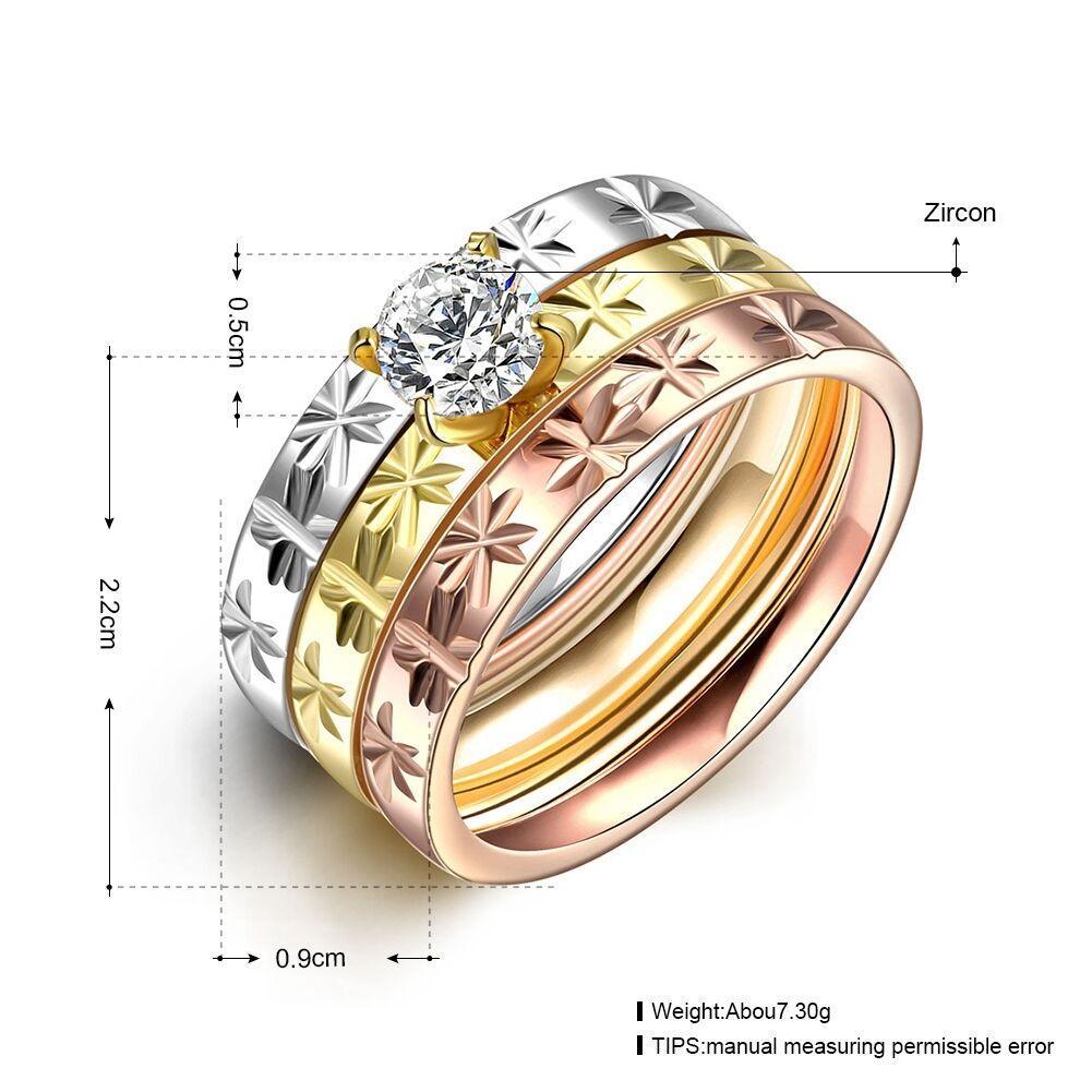 Stainless Steel Tri-Color Bands with Zirconia Rings - Jewelry Store by Erik Rayo