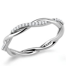 Load image into Gallery viewer, Stainless Steel Twist Twisted Crystal CZ Eternity Wedding Band Ring - Jewelry Store by Erik Rayo
