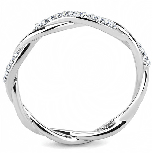 Stainless Steel Twist Twisted Crystal CZ Eternity Wedding Band Ring - Jewelry Store by Erik Rayo