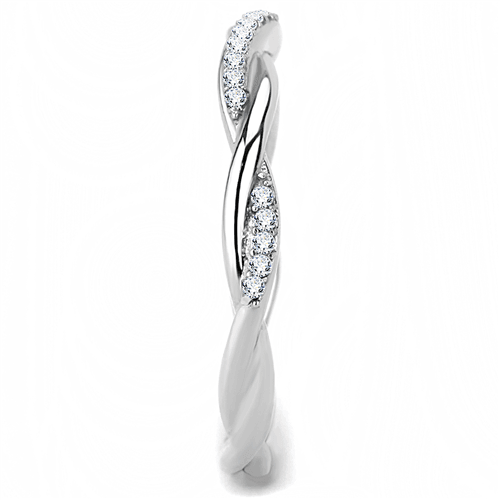 Stainless Steel Twist Twisted Crystal CZ Eternity Wedding Band Ring - Jewelry Store by Erik Rayo
