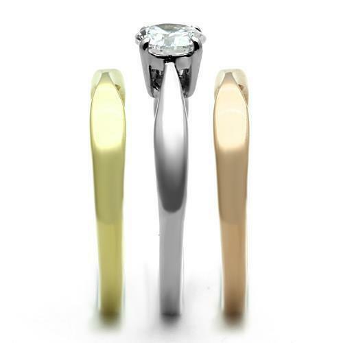 Three Tone Stainless Steel Wedding Ring Set - Jewelry Store by Erik Rayo
