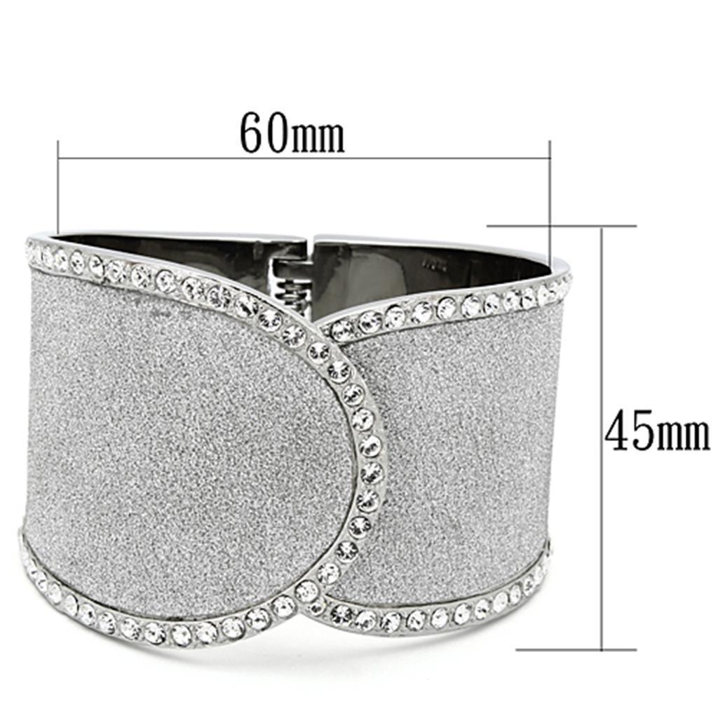 TK1152 - High polished (no plating) Stainless Steel Bangle with Top Grade Crystal in Clear - Jewelry Store by Erik Rayo