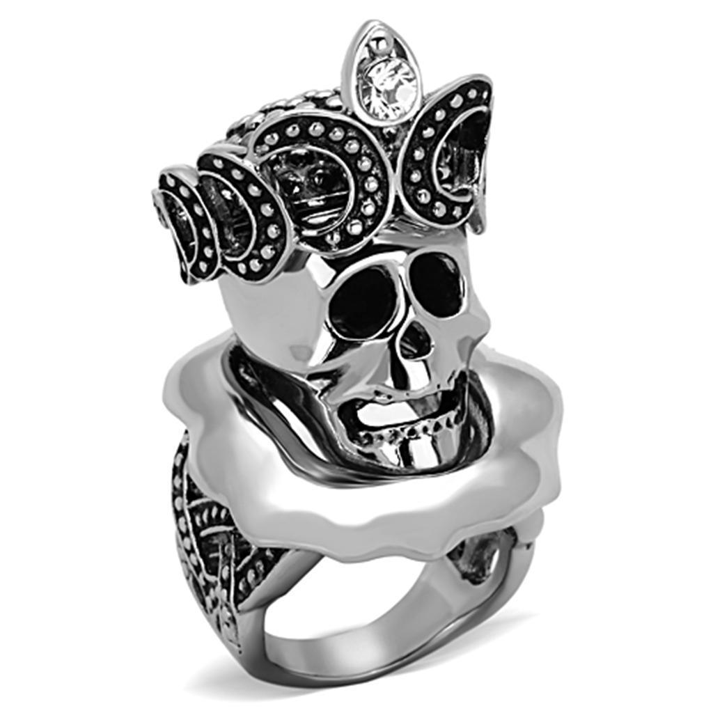 TK1201 - High polished (no plating) 316L Stainless Steel Ring with Top Grade Crystal in Clear - Jewelry Store by Erik Rayo