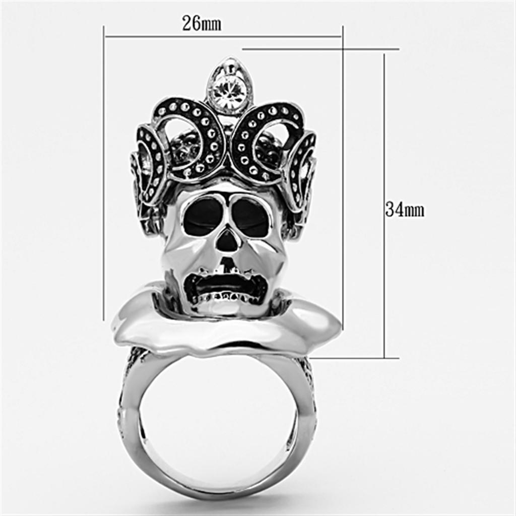 TK1201 - High polished (no plating) 316L Stainless Steel Ring with Top Grade Crystal in Clear - Jewelry Store by Erik Rayo
