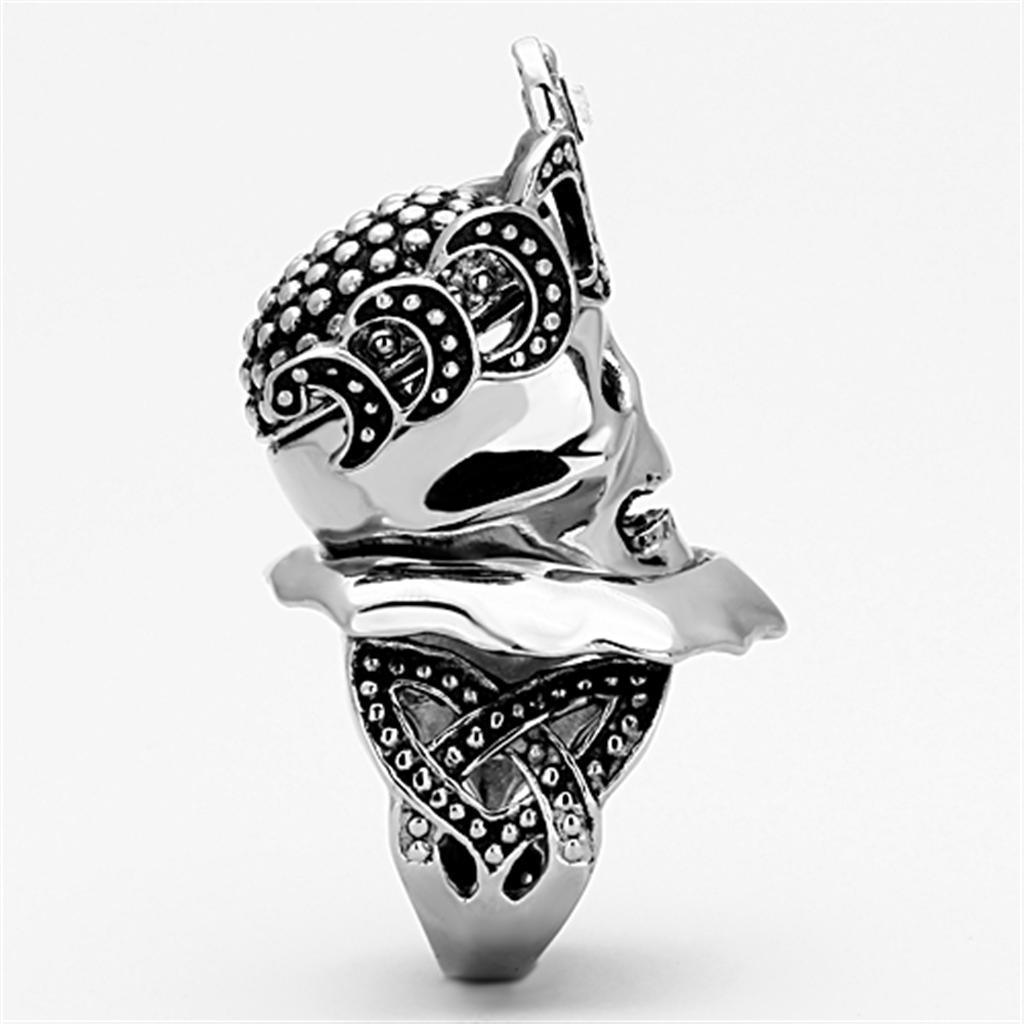 TK1201 - High polished (no plating) 316L Stainless Steel Ring with Top Grade Crystal in Clear - Jewelry Store by Erik Rayo