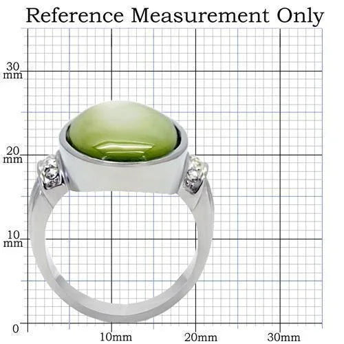 Silver Rings for Women Anillo Para Mujer Stainless Steel Ring with Precious Stone Conch in Light Green Color - Jewelry Store by Erik Rayo