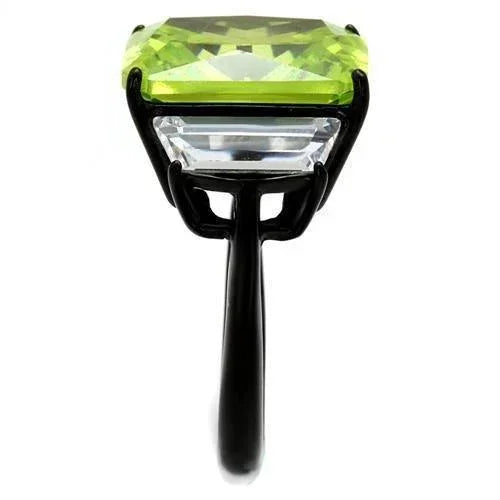 Black Rings for Women Anillo Para Mujer Stainless Steel Ring with AAA Grade CZ in Light Green Color Lucille - Jewelry Store by Erik Rayo