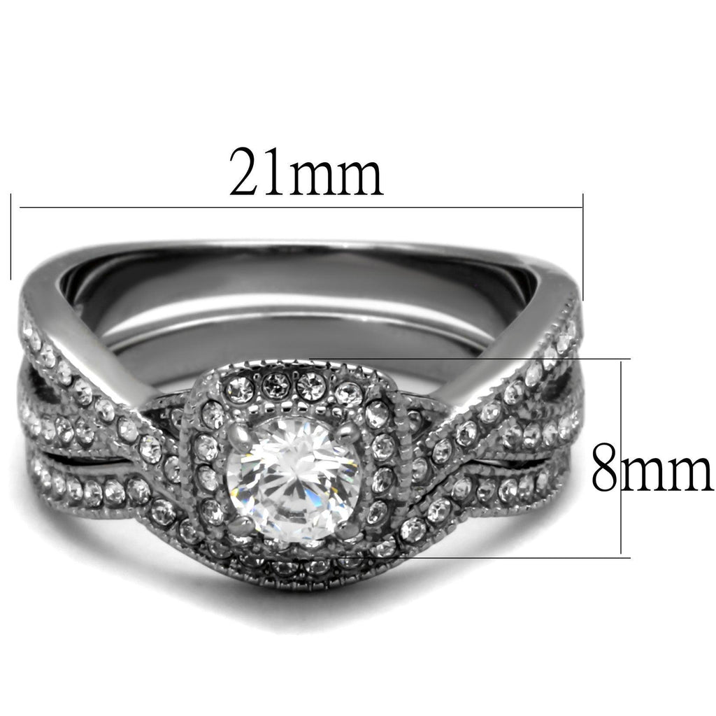 Silver Womens Wedding Ring Set Stinles Steel AAA Grade CZ in Clear - Jewelry Store by Erik Rayo