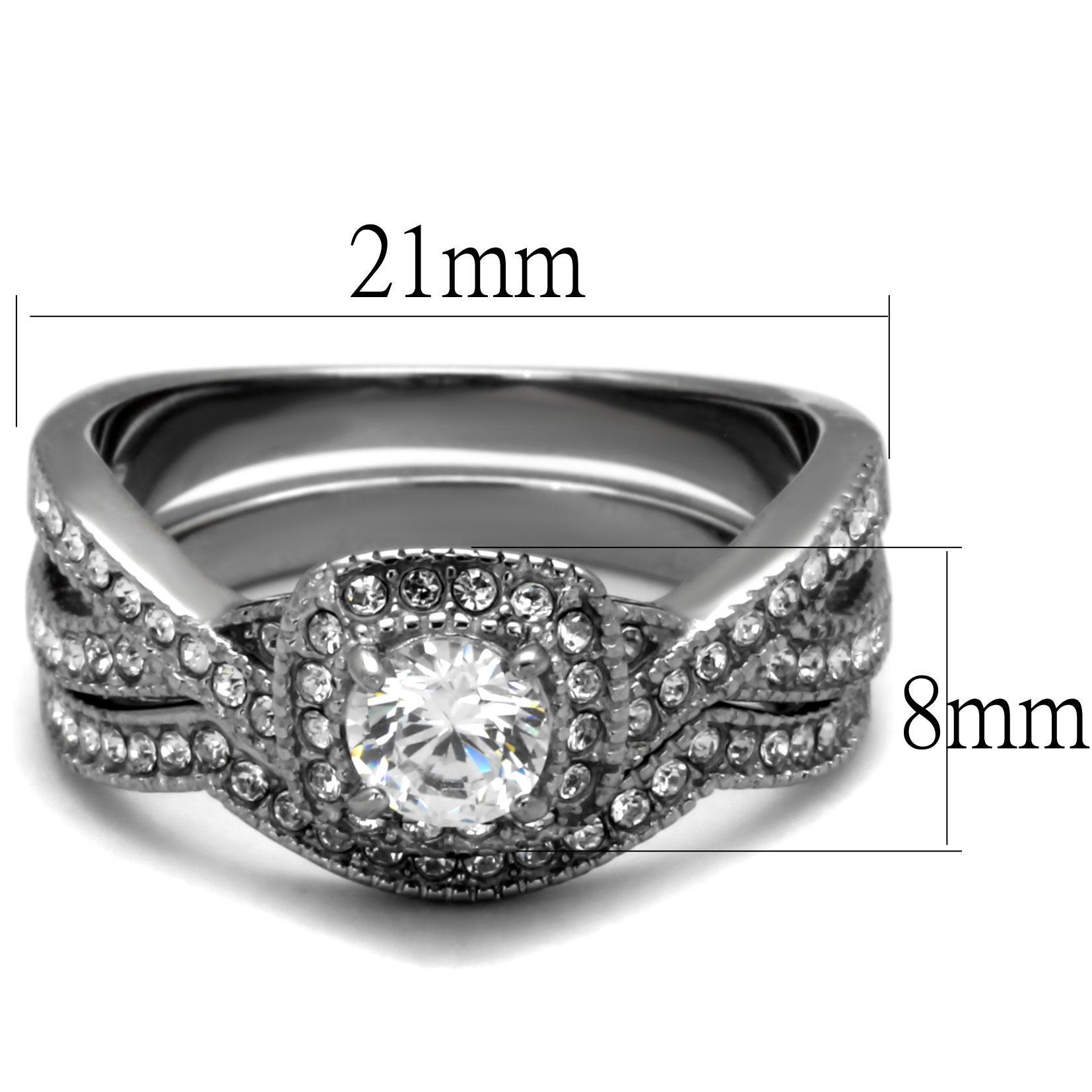 Silver Womens Wedding Ring Set Stinles Steel AAA Grade CZ in Clear - Jewelry Store by Erik Rayo