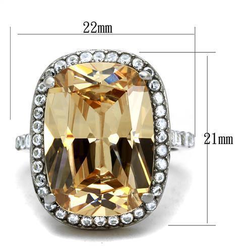 TK2503 - High polished (no plating) Stainless Steel Ring with AAA Grade CZ in Champagne - Jewelry Store by Erik Rayo