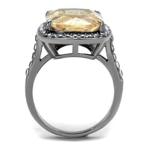 TK2503 - High polished (no plating) Stainless Steel Ring with AAA Grade CZ in Champagne - Jewelry Store by Erik Rayo