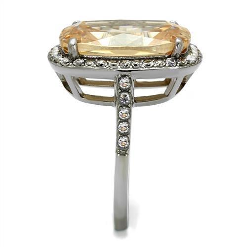 TK2503 - High polished (no plating) Stainless Steel Ring with AAA Grade CZ in Champagne - Jewelry Store by Erik Rayo