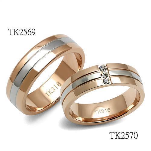 TK2569 - Two-Tone IP Rose Gold 316L Stainless Steel Ring with No Stone - Jewelry Store by Erik Rayo