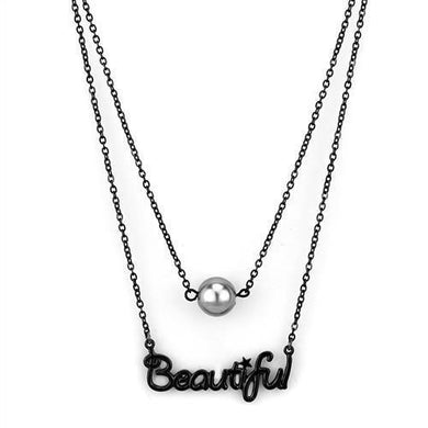 TK2628 - IP Black(Ion Plating) Stainless Steel Necklace with Synthetic Glass Bead in Gray - Jewelry Store by Erik Rayo