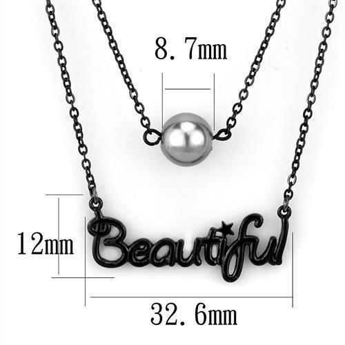 TK2628 - IP Black(Ion Plating) Stainless Steel Necklace with Synthetic Glass Bead in Gray - Jewelry Store by Erik Rayo
