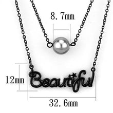Load image into Gallery viewer, TK2628 - IP Black(Ion Plating) Stainless Steel Necklace with Synthetic Glass Bead in Gray - Jewelry Store by Erik Rayo
