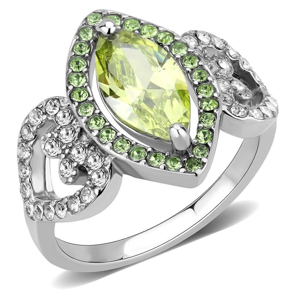 Rings for Women Anillo Para Mujer Stainless Steel Ring with AAA Grade CZ in Light Green Color - Jewelry Store by Erik Rayo