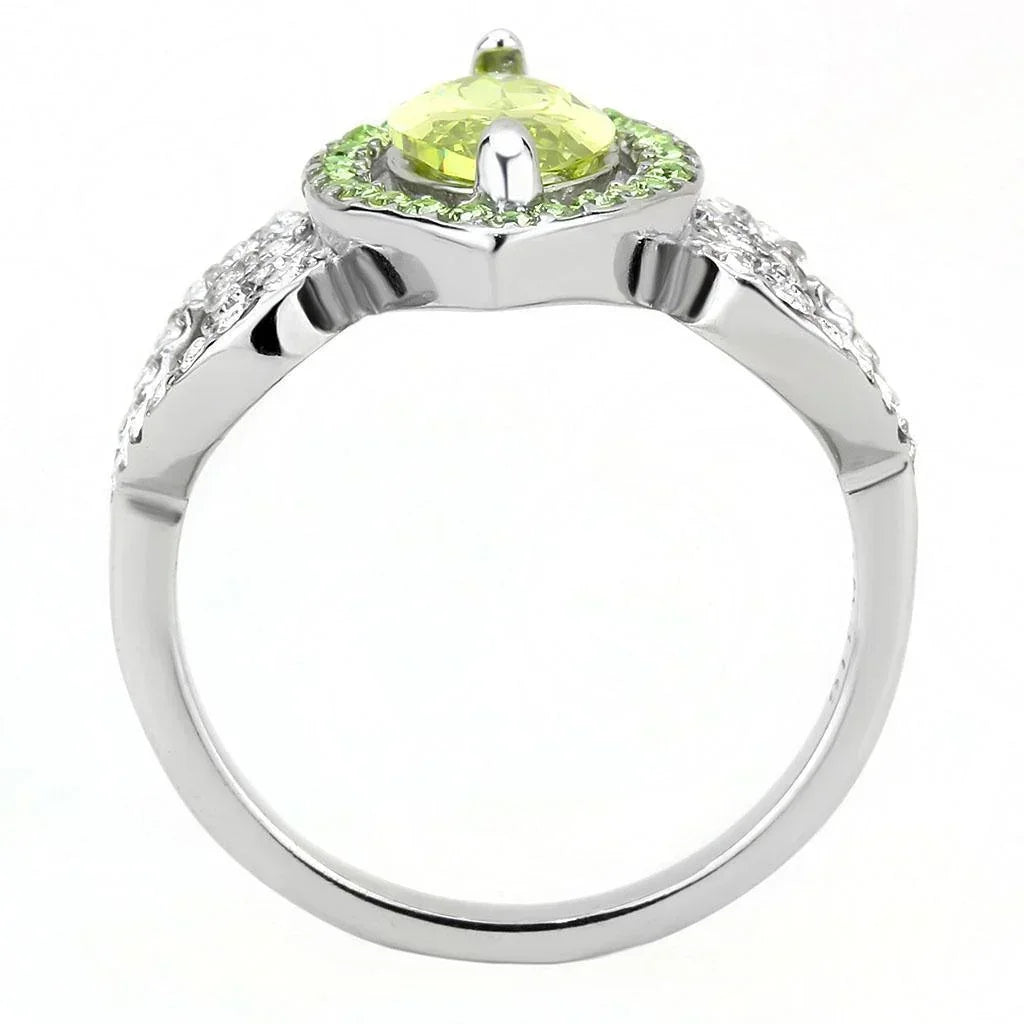 Rings for Women Anillo Para Mujer Stainless Steel Ring with AAA Grade CZ in Light Green Color - Jewelry Store by Erik Rayo