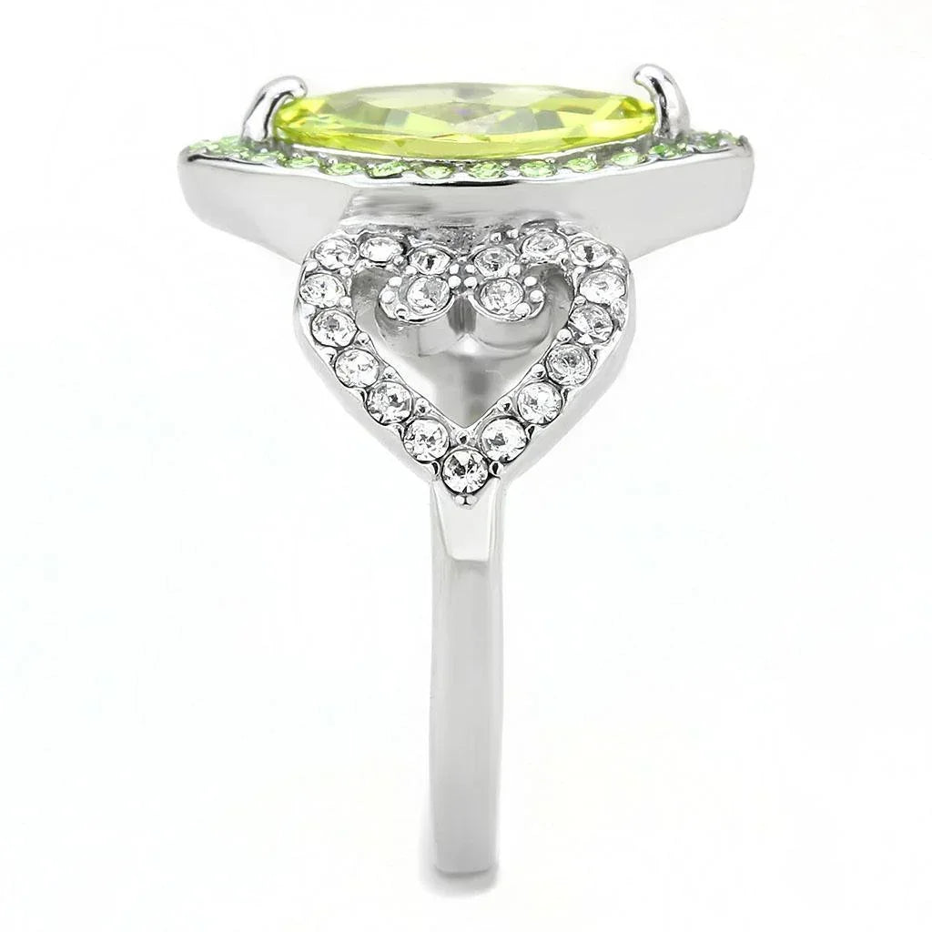 Rings for Women Anillo Para Mujer Stainless Steel Ring with AAA Grade CZ in Light Green Color - Jewelry Store by Erik Rayo