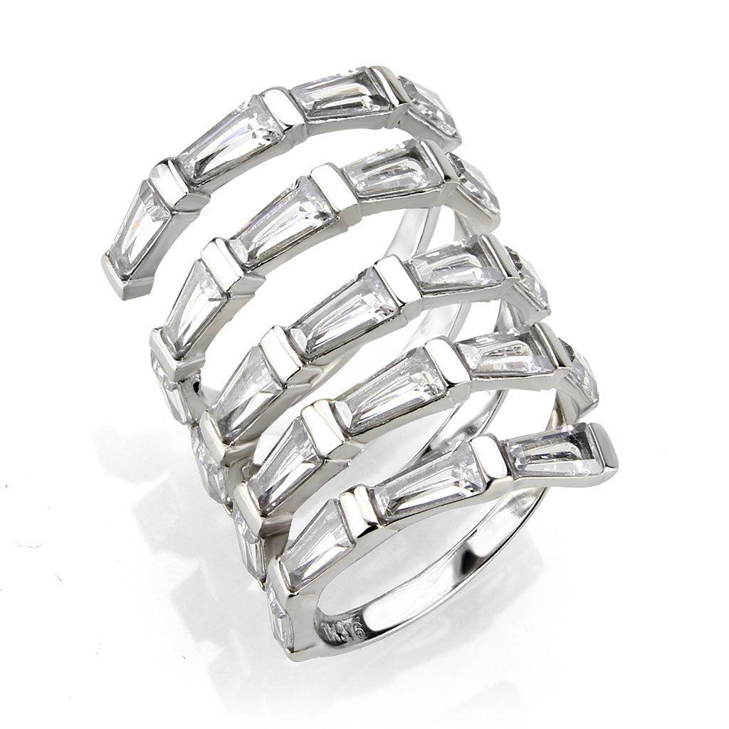 TK3729 High polished Stainless Steel Ring with AAA Grade CZ in Clear - Jewelry Store by Erik Rayo