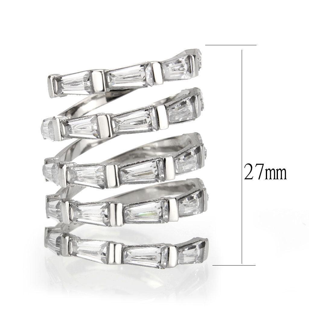 TK3729 High polished Stainless Steel Ring with AAA Grade CZ in Clear - Jewelry Store by Erik Rayo
