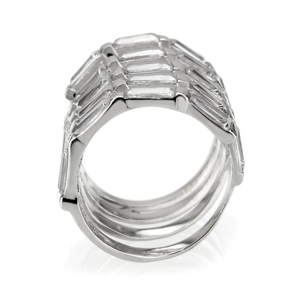TK3729 High polished Stainless Steel Ring with AAA Grade CZ in Clear - Jewelry Store by Erik Rayo