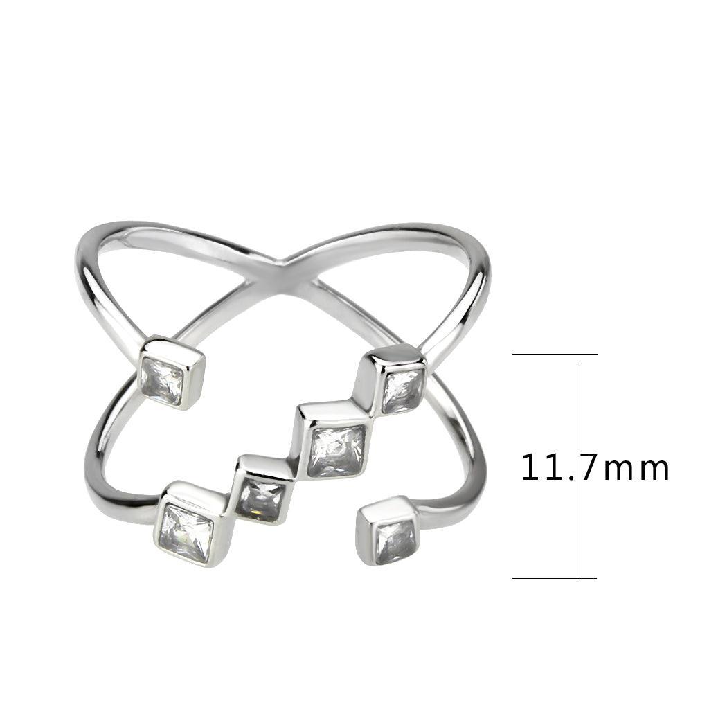 TK3730 High polished Stainless Steel Ring with AAA Grade CZ in Clear - Jewelry Store by Erik Rayo
