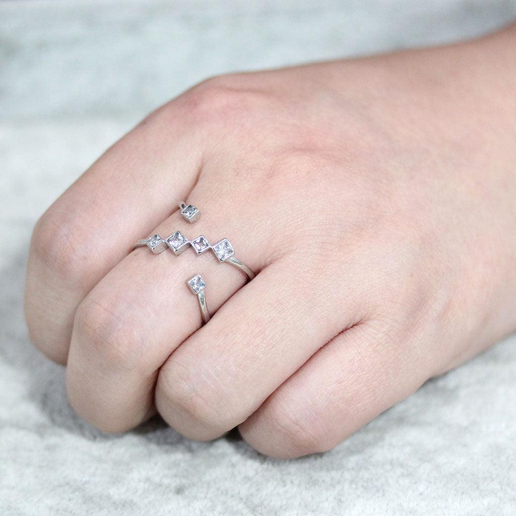 TK3730 High polished Stainless Steel Ring with AAA Grade CZ in Clear - Jewelry Store by Erik Rayo